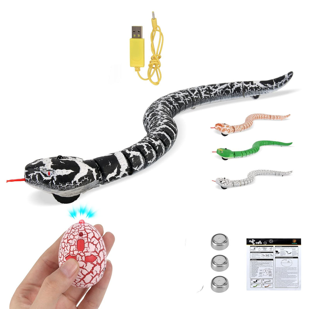 Remote Control Snake Toy RC Robot Electric Snake Toy Fast Moving of Fake Rattlesnake Christmas Halloween Toys (Black)