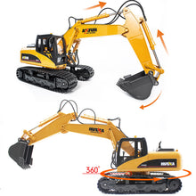 Load image into Gallery viewer, Remote Control Excavator RC Construction Vehicles 15 Channel 2.4G Full Function Digger Toys with Metal Shovel Sound and Lights
