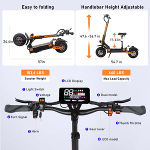 Electric Scooter for Adults 6000W Power Dual Motors Top Speed 55MPH 60V 33Ah Battery 65+ Miles Range 13" Tires