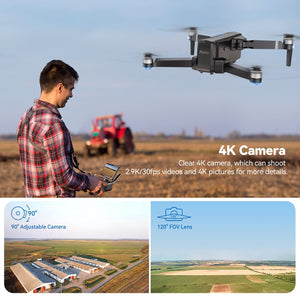 Drones with Camera for Adults 4K UHD Camera, 60 Mins Flight Time with GPS Auto Return Home, Brushless Motor, Black (with Carrying Case)