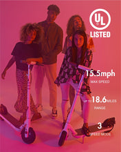 Load image into Gallery viewer, Electric Scooter for Adults, Commuter Electric Scooter, 15.5 MPH, 18.6 Miles, Lightweight Scooter Ambient Light, 600W Peak Power

