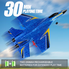 Load image into Gallery viewer, Remote Control Airplane for Kids, 2 Channels Foam RC Planes Wireless Toy,Hobby RC Glider Aircraft Gifts for Beginners Boys Girls Adult Blue
