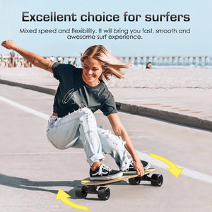Electric Skateboards, Longboard Cruiser with Remote Control, 700W Dual Motor, Top Speed18 MPH12Miles Range 4 Speeds Adjustment, Electric Skateboards