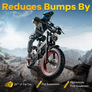 1000W(Peak 2000W)Folding Electric Bike for Adults,35MPH 100Mile,48V 25Ah Removable Battery,20" x 4.0 Fat Tire Foldable Electric Bicycle