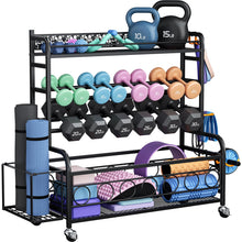 Load image into Gallery viewer, XXL-Dumbbell Rack Weight Rack for Dumbbells, VOPEAK Home Gym with Wheels
