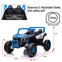 Load image into Gallery viewer, 2 Seater 24V Ride on Car with Remote Control, 4x4 Battery Powered Electric Vehicle, Side by Side 4WD Ride on Toy UTV for Kids, Blue
