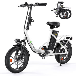 16" Folding Electric Bike for Adults, 750W Peak Motor with Max 55Miles PAS Range & 19MPH EBike, 374.4Wh Battery Electric Bicycles