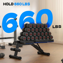 Load image into Gallery viewer, FitinOne Adjustable Weight Bench, 660LBS Foldable Workout Bench for Home Gym, Incline Decline Flat Bench Press with Quick Folding &amp; Fast Adjustment
