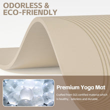 Load image into Gallery viewer, PAIDU Large Yoga Mat, 72" x 36" x 2/5"（10MM） Thick Non-Slip Exercise Mat, SGS-Certified POE Material, Ideal for Home Gym, Yoga, Pilates, Fitness Workouts &amp; Floor Mat (Beige - Double C)
