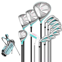 Load image into Gallery viewer, PGM Women's Complete 12-Club Golf Set with Stand Bag &amp; Hybrid - Left-Handed
