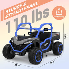 Load image into Gallery viewer, 24V 2 Seater Ride On Dump Truck, 4x75W, Max 5 Mph, EVA Tire, Kids Electric Car with Electric Dump Bed, Shovel, Music, 24V Ride On Toy, Blue
