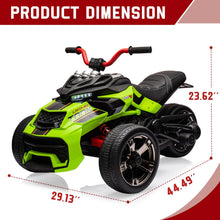 Load image into Gallery viewer, 12V Kids Ride On ATV, 3 Wheeler Motorcycle, Rechargeable Battery-Powered ATV Toy Car with Music, Green
