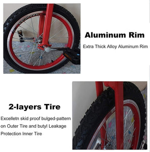 18" Unicycle for Beginners, Adjustable Seat, Alloy Rim, Extra-Thick Tires, 150kg/330lb Load, Skid-Proof Design