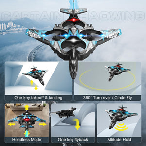 Remote Control Drone for Kids, Gesture RC Stealth Raptor Airplane, Quadcopter Fighter Jet with Light/Spray/360° Flip (3 Batteries/984ft)