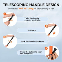 Load image into Gallery viewer, KastKing Brutus Fishing Landing Net with Boat Hook, PVC Mesh
