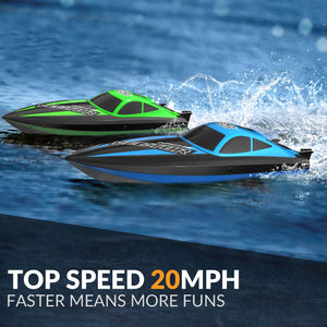 RC Boat 20MPH Fast Remote Control Boat with Lights 2.4Ghz Toy Boat for Pools and Lakes with 2 Rechargeable Batteries, Blue