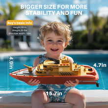 Load image into Gallery viewer, Remote Control Boat, Big RC Boat Firefighter for Kids 8-12 with 40 Mins Run Time (2 Batteries), One-Key Water Spary, 15 km/h High Speed
