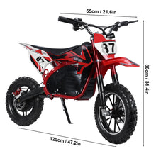 Load image into Gallery viewer, Electric-Dirt-Bike, Electric-Powered Bike 36V 500W Motor Electric-Motorcycle Kids Electric Motocross Bike, 25KM/H 10 Inches Wheels
