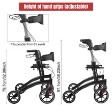 Load image into Gallery viewer, Rollator Walker for Seniors/Adults Foldable Rolling Walker with Seat 330 lbs Capacity 4 Big 8 inch Wheels Hand Grips Adjustable Height Lightweight Aluminum Walker 7205(Black)
