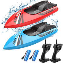 Load image into Gallery viewer, RC Boats for Kids 2Pack, Fast Remote Control Boat for Pools Lakes River, 2.4 GHz Racing Boat Toys for Boys 8-12, 15KMH Fast
