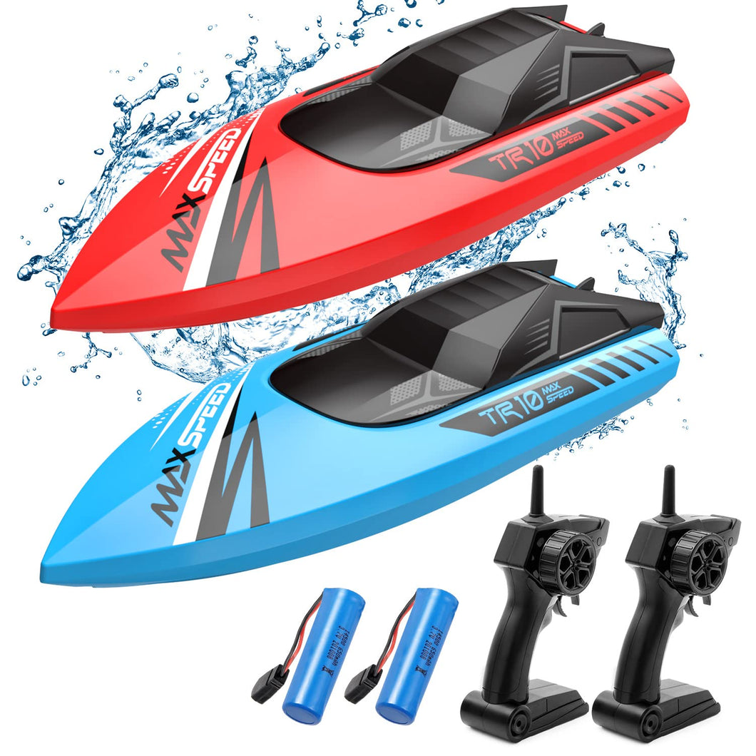 RC Boats for Kids 2Pack, Fast Remote Control Boat for Pools Lakes River, 2.4 GHz Racing Boat Toys for Boys 8-12, 15KMH Fast