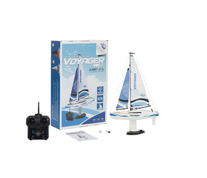 Voyager 280 2.4GHz RC Motor Powered Sailboat in Blue - 17.5" Tall