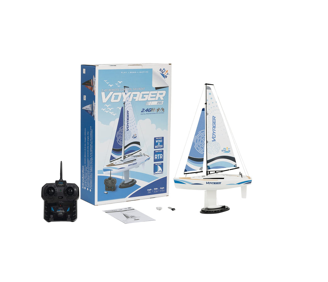Voyager 280 2.4GHz RC Motor Powered Sailboat in Blue - 17.5