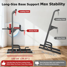 Load image into Gallery viewer, Power Tower Dip Station Pull Up Bar for Fitness Home Gym Workout,Multi-Function Adjustable Height Fitness Strength Training Exercise Equipment,with Power Elastic Ropes,Black Red-02
