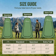 Load image into Gallery viewer, Wolfwise Pop Up Shower Tent for Camping Essentials, Portable Instant Changing Tent with Ventilation Window &amp; Carry Bag, Privacy Dressing Room Bathroom Toilet for Beach &amp; Outdoor, Extra Tall, Green
