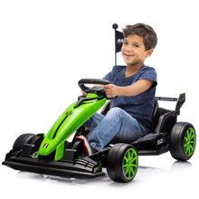 Load image into Gallery viewer, 24V Kids Ride on Go Kart, 7.5mph Variable High Speed Drifting Car, 7ah Battery 200W*2 Motors,Length Ajustable Max Load 135lbs, Green

