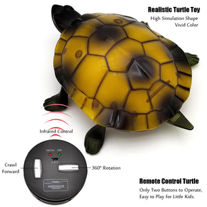 Cute RC Turtle Remote Control Tortoise Toy Realistic Simulation Electric Electronic Animal for Cat Toddler Kids Birthday (Brown)