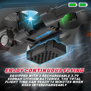 Jet Fighter Stunt RC Plane - Foam Remote Control Drone Helicopter Airplane with LED Lights, Drones for Kids, Toys