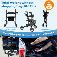 Load image into Gallery viewer, Rollator Walker for Seniors/Adults Foldable Rolling Walker with Seat 330 lbs Capacity 4 Big 8 inch Wheels Hand Grips Adjustable Height Lightweight Carbon Fiber Walker 7206(Black)
