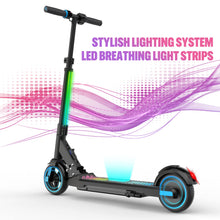 Load image into Gallery viewer, Foldable Electric Scooter for Kids Ages 6-12, Up to 9.3 MPH &amp; 5 Miles, LED Display, Colorful LED Lights, Lightweight (Black Pink)
