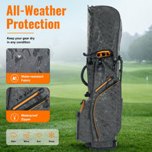 Load image into Gallery viewer, Camboke 15-Way Golf Stand Bag, Lightweight Golf Bag with Full-Length Dividers&amp;Rubber Top, Golf Club Carry Bag with Cooler Pocket, Dual Strap, Rain Hood for Men Women (Camo/Orange)

