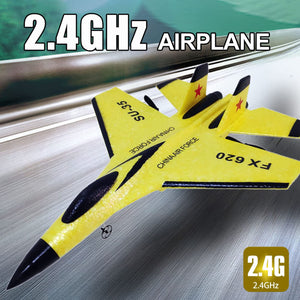 FX620 RC Airplane, 2.4GHz Remote Control Airplane, 2 Channel RC Plane, SU-35 RC Glider EPP Aircraft Model (Yellow)