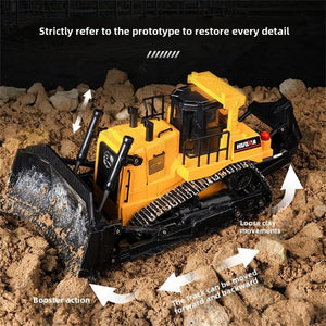 1/16 RC Bulldozer Truck Scale Model Car Hobby Grade Age Above 15 Military Army Vehicles HUINA 1554 Standard Yellow