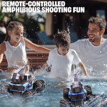 Load image into Gallery viewer, 1:16 Monster Truck Remote Control Car - Amphibious RC Off-Road Pickup Boat with Shooting Splash - 2.4GHz 4WD Waterproof All-terrian Pool Toy
