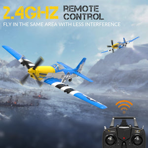 RC Plane RTF 4 Channel Remote Control Airplane with 3 Modes - Ready to Fly Upgrade P51 Mustang RC Airplane for Beginners Adult