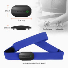 Load image into Gallery viewer, COOSPO Bluetooth Heart Rate Monitor Chest Strap H808S, ANT+ BLE HR Monitor Chest, HRM IP67 Waterproof -Black Blue

