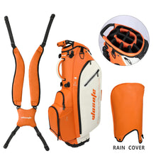 Load image into Gallery viewer, Waterproof PU Leather Golf Stand Bag, 6 or 14 Way Top Dividers,Golf Bag (Orange -14Way)
