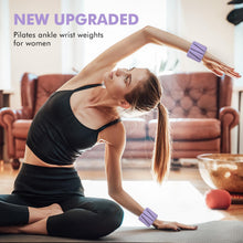 Load image into Gallery viewer, Wrist Weights, Ankle Weights, Adjustable Wrist Weighted Bracelet Set of 4 (2LB Each) -Purple
