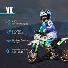 Load image into Gallery viewer, 58CC 4-Stroke Kids Mini Dirt Bike, 8-14 Gas Powered Off-Road Pull Start Motorcycle, Pocket Pit Trail Bikes W/EPA Approved-Green
