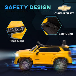 Chevrolet Tahoe Licensed Kids Ride on Car, 12V Battery Powered Kids Electric Car with Remote Control, Yellow
