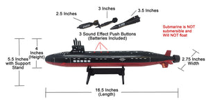 16.5 Inch Toy Black Submarine with Sound Effects and Torpedo