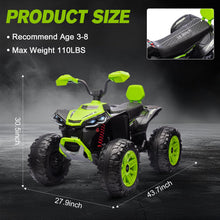 Load image into Gallery viewer, Kids ATV 4 Wheeler Ride on Electric Motorcycle, 24V Battery Powered, Kids Electric Toy Car, Green
