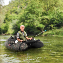 Load image into Gallery viewer, PEXMOR Inflatable Fishing Float Tube,350LBS Capacity, with Storage Pockets and Comfortable Padded Seat,Adjustable Shoulder Straps and Carry Bag, for River Lake Fishing,bass Fly Fishing,Camouflage
