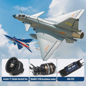 RC Jets 64mm J10 EDF Fighter Jet with Reflex Vigorous Dragon Rc Airplanes for Adults (NO Transmitter Batteries and Charger)