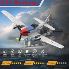 Load image into Gallery viewer, RC Plane for Beginners, P51 Remote Control Airplane for Adults, 2.4GHz 3 Channel Fighter Featuring 6 Axis Gyro Stabilizer Comes with 2 Batteries, Easy to Fly
