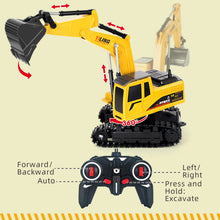Load image into Gallery viewer, Remote Control Excavator &amp; Dump Truck Toy for Kids(Set of 2) with Lights and Sounds, Construction Vehicles RC Trucks
